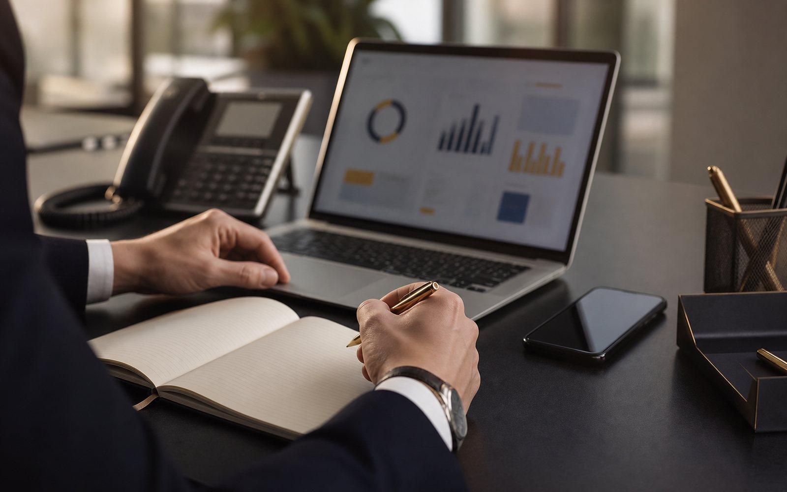 Zakelijke salesprofessional in professioneel B2B Telemarketing gesprek